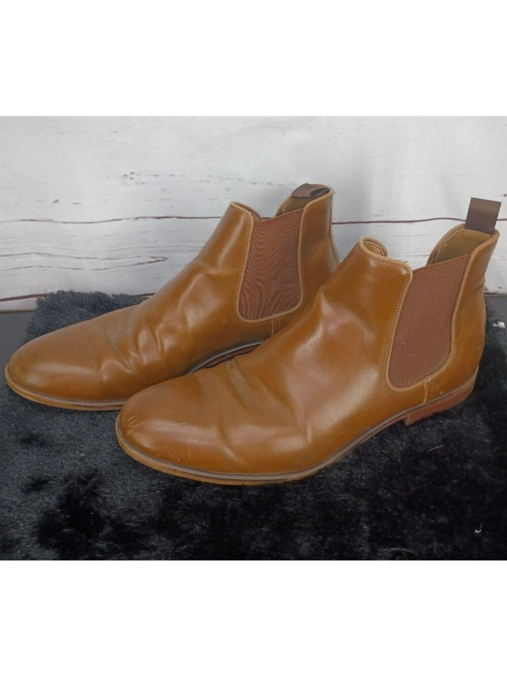 Mens Brown Chelsea Boots Apt. 9 Size 12 Medium Leather Upper Pull-On Casual Styl